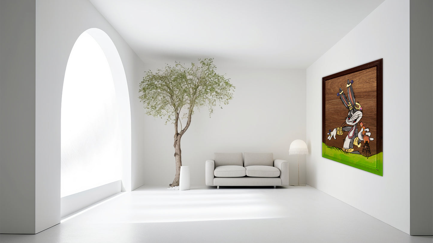 Bugs the Jeweler Acrylic on Wood with Framed