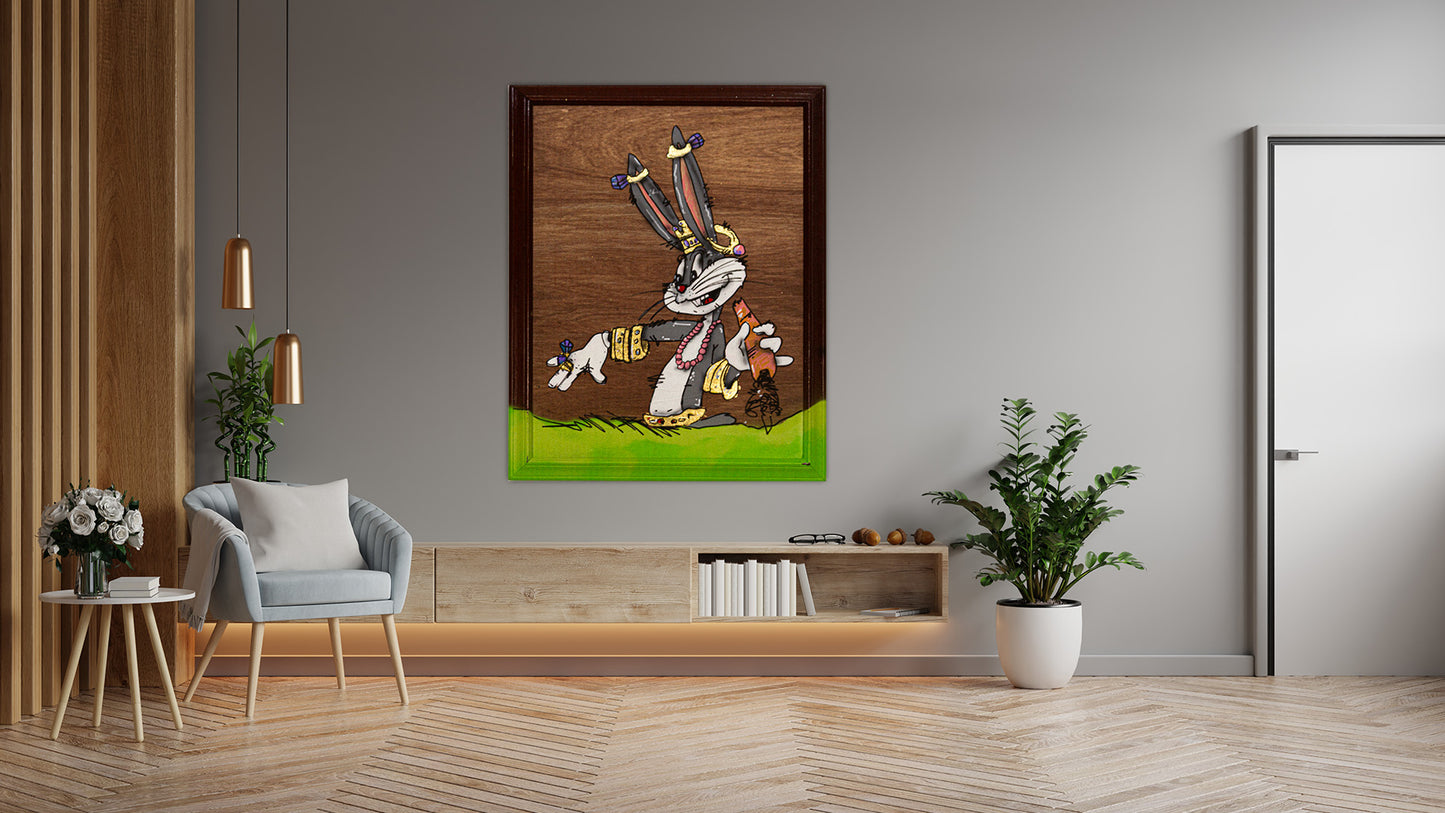 Bugs the Jeweler Acrylic on Wood with Framed