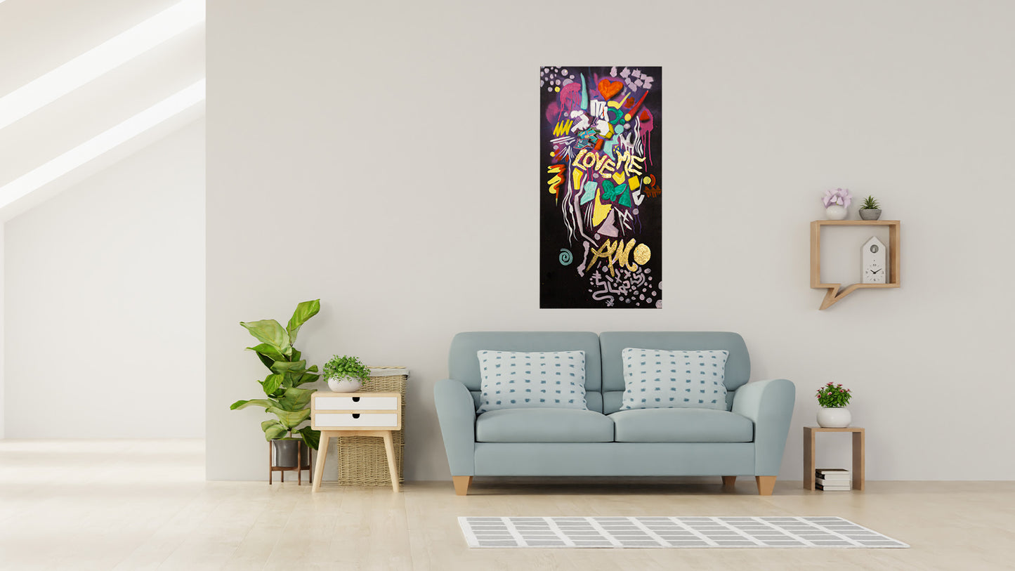 Acrylic On Canvas With Gold Leaf