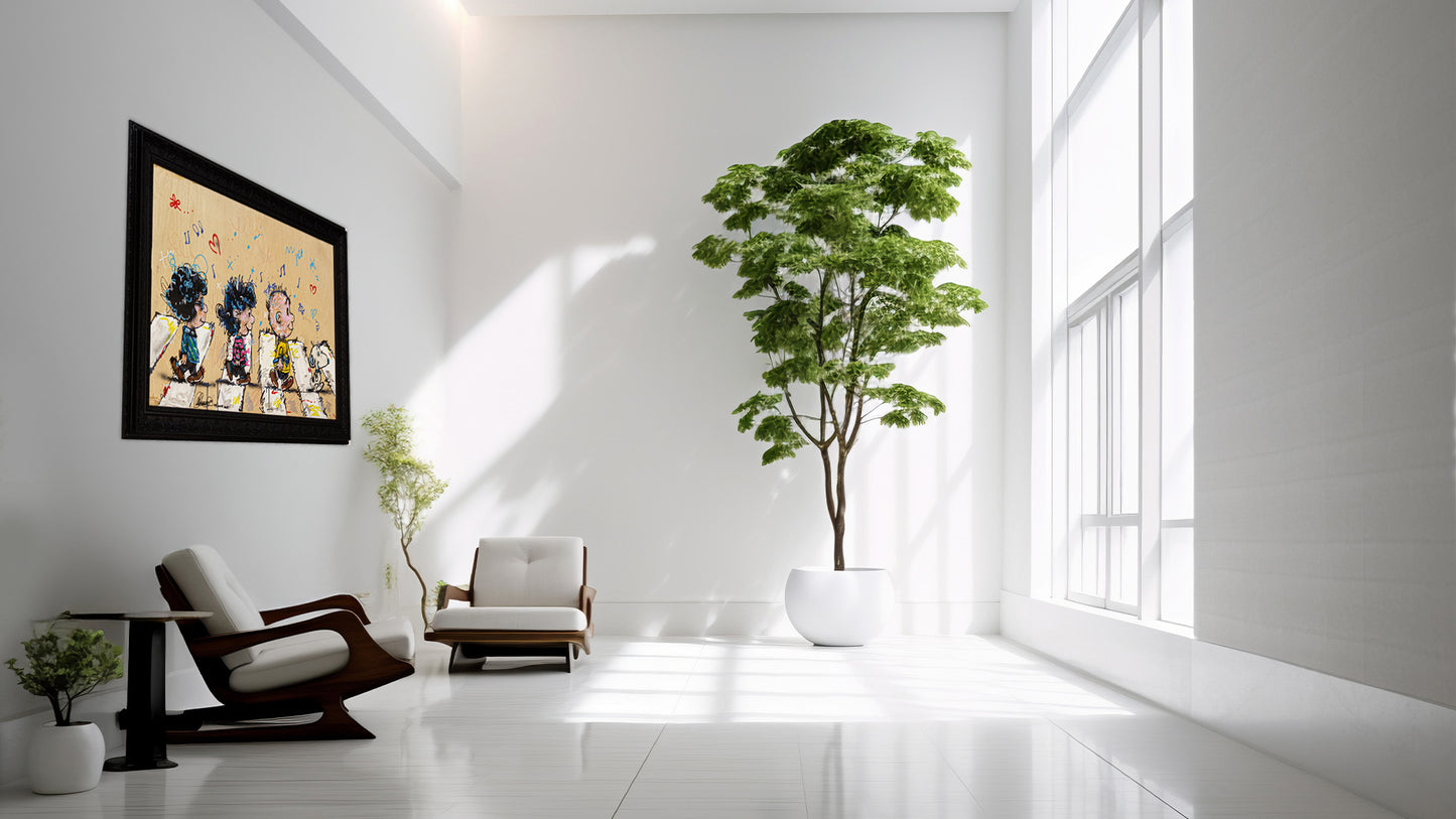 Snoopy in the Abbey Acrylic on Wood on Gallery Framed