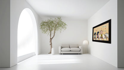 Snoopy in the Abbey Acrylic on Wood on Gallery Framed