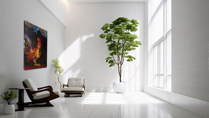 The Rooster Técnica Mixta Acrílico Sobre Canvas, Aerosol. Con Hoja de Oro