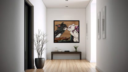 Tom y la Girl Acrylic on Wood on Gallery Framed