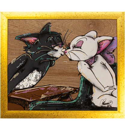 Tom y la Girl Acrylic on Wood on Gallery Framed