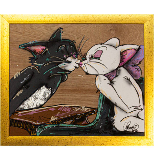 Tom y la Girl Acrylic on Wood on Gallery Framed