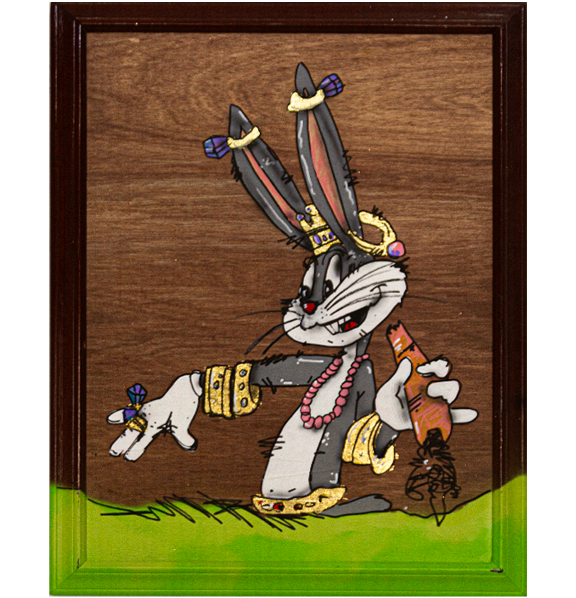 Bugs the Jeweler Acrylic on Wood with Framed