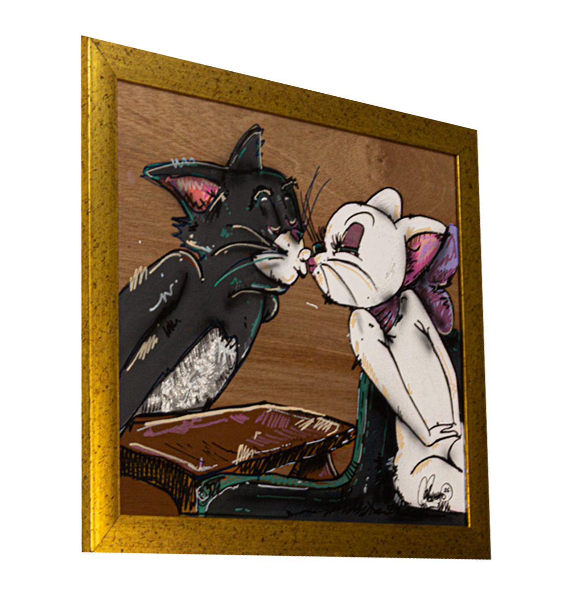 Tom y la Girl Acrylic on Wood on Gallery Framed