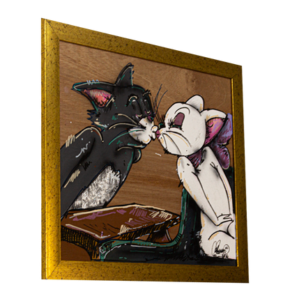 Tom y la Girl Acrylic on Wood on Gallery Framed