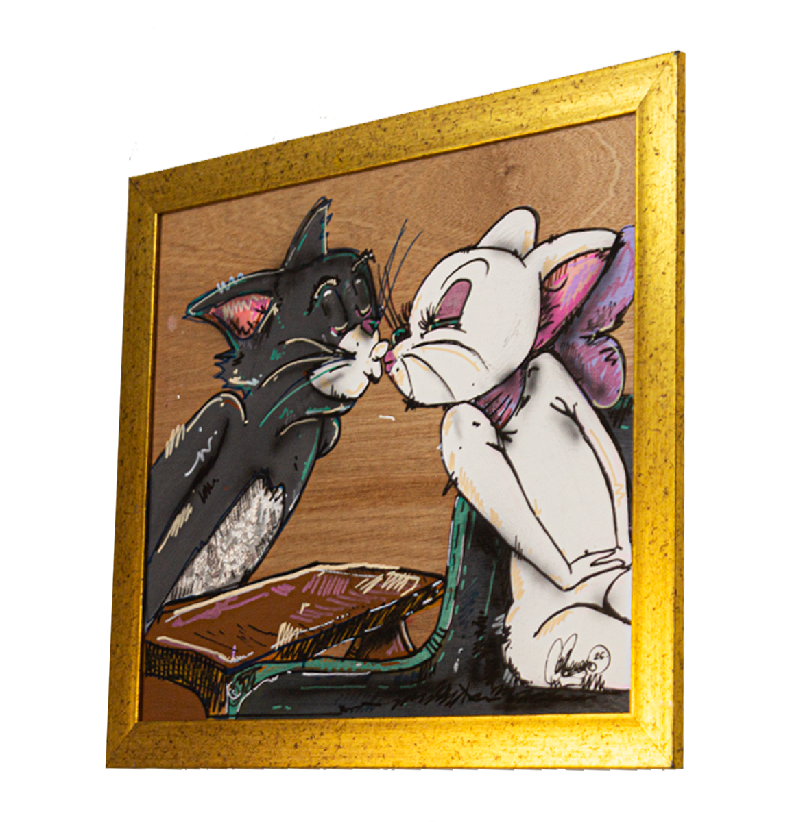 Tom y la Girl Acrylic on Wood on Gallery Framed