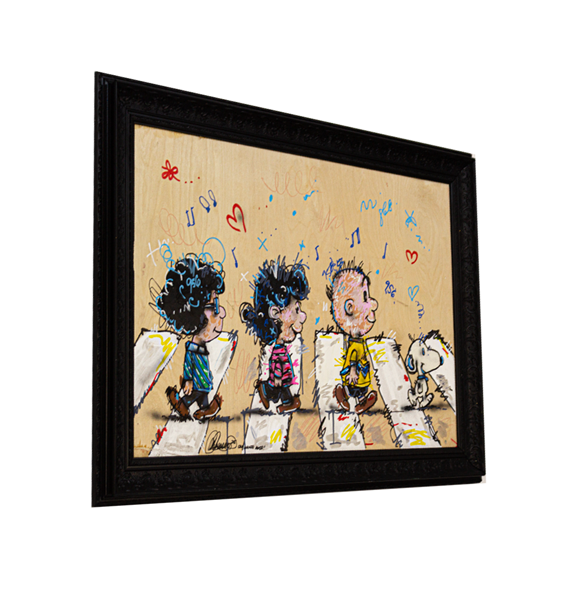 Snoopy in the Abbey Acrylic on Wood on Gallery Framed