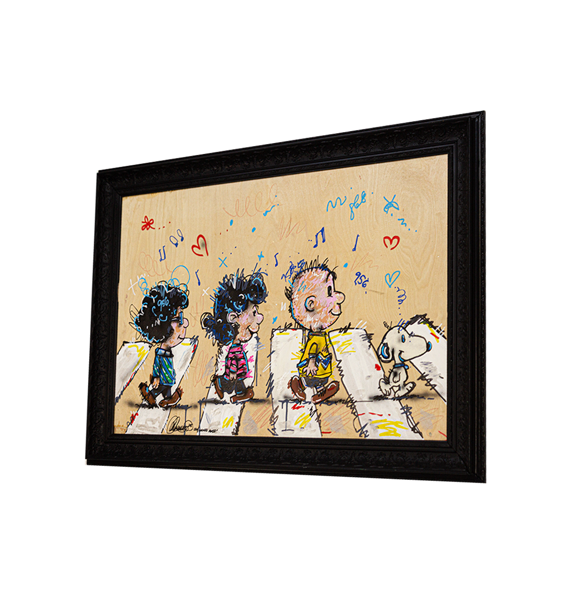 Snoopy in the Abbey Acrylic on Wood on Gallery Framed