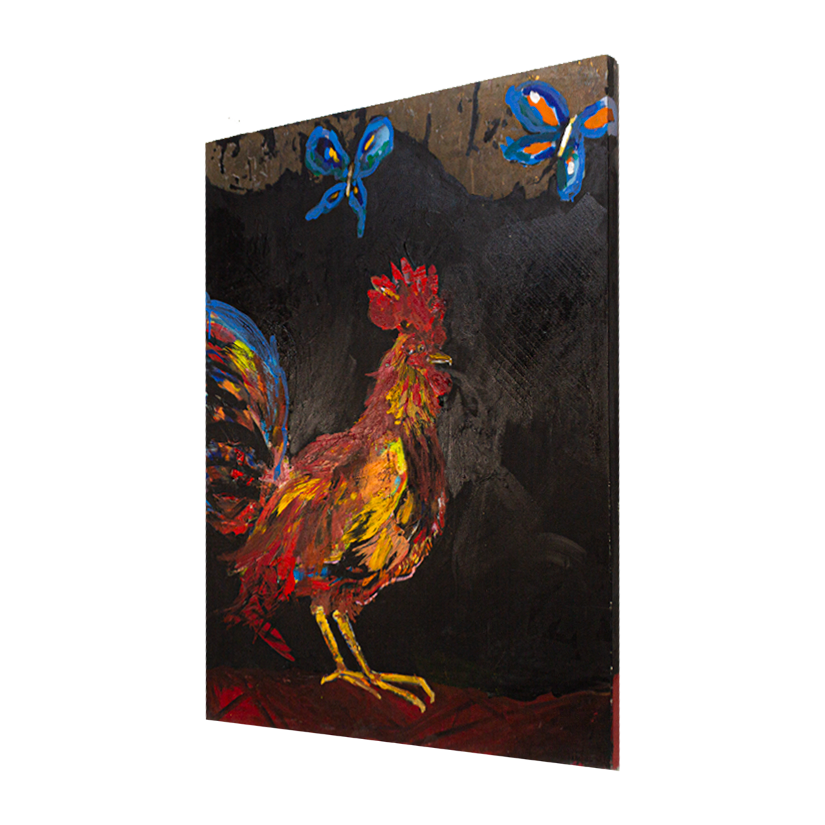 The Rooster Técnica Mixta Acrílico Sobre Canvas, Aerosol. Con Hoja de Oro